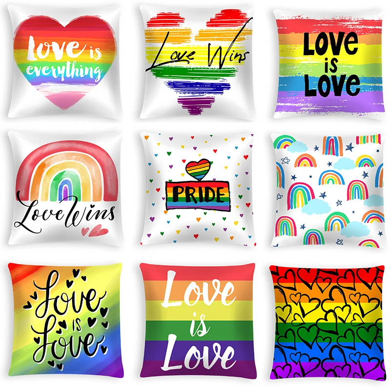 

Rainbow Love Pillow Cover Love Is Love Pride Pillows Case for Bedroom Bed Sofa Room Aesthetics Decorative Pillowcases 45x45cm