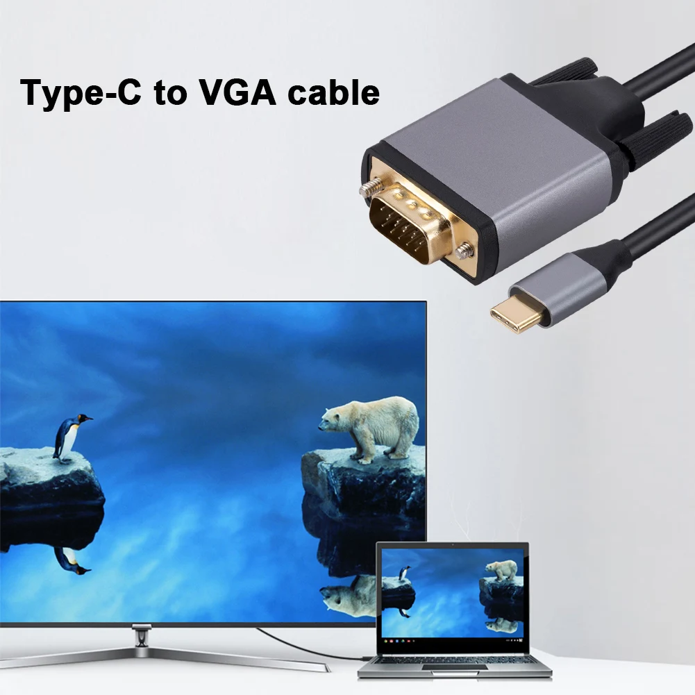 USB C VGA ̺ ȯ, 1080P C ŸԿ VGA  ̺, PC Ʈ Ϳ UHD ܺ  , 1.8m, 10Gbps