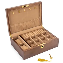 Big Size Jewelry Box Wood Drawer Ring Bracelet Earrings Jewelry Boxes Organizer Necklace Display Stand Storage with Separators
