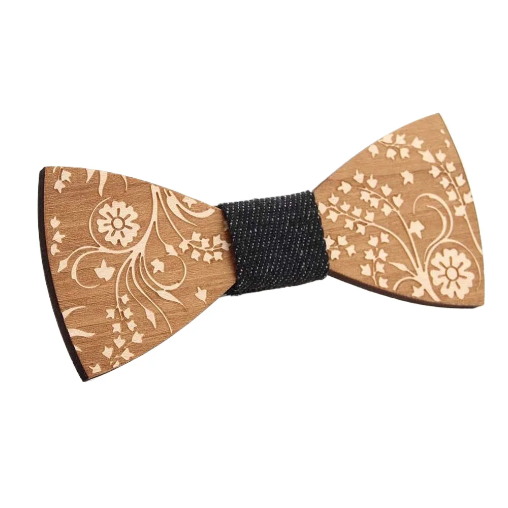 Bow Tie Vintage Wooden Bow Tie For Men Hollow Out Carved Retro Wooden Neck Ties Adjustable Strap Wood Elegant Bowtie Gravata Corbatas