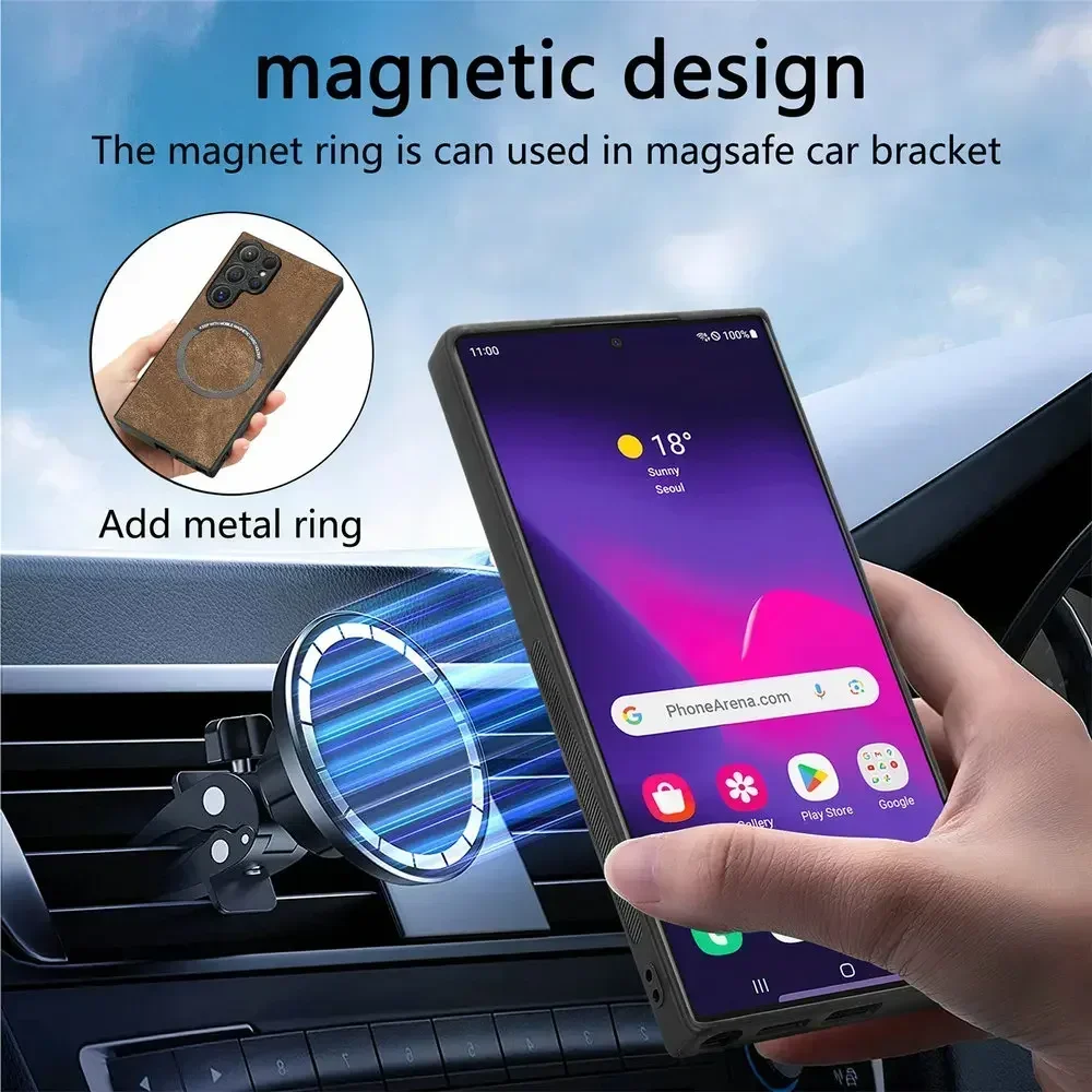 Luxurious Leather Flip Case with 2-in-1 Detachable RFID Protection and Magsafe Compatibility