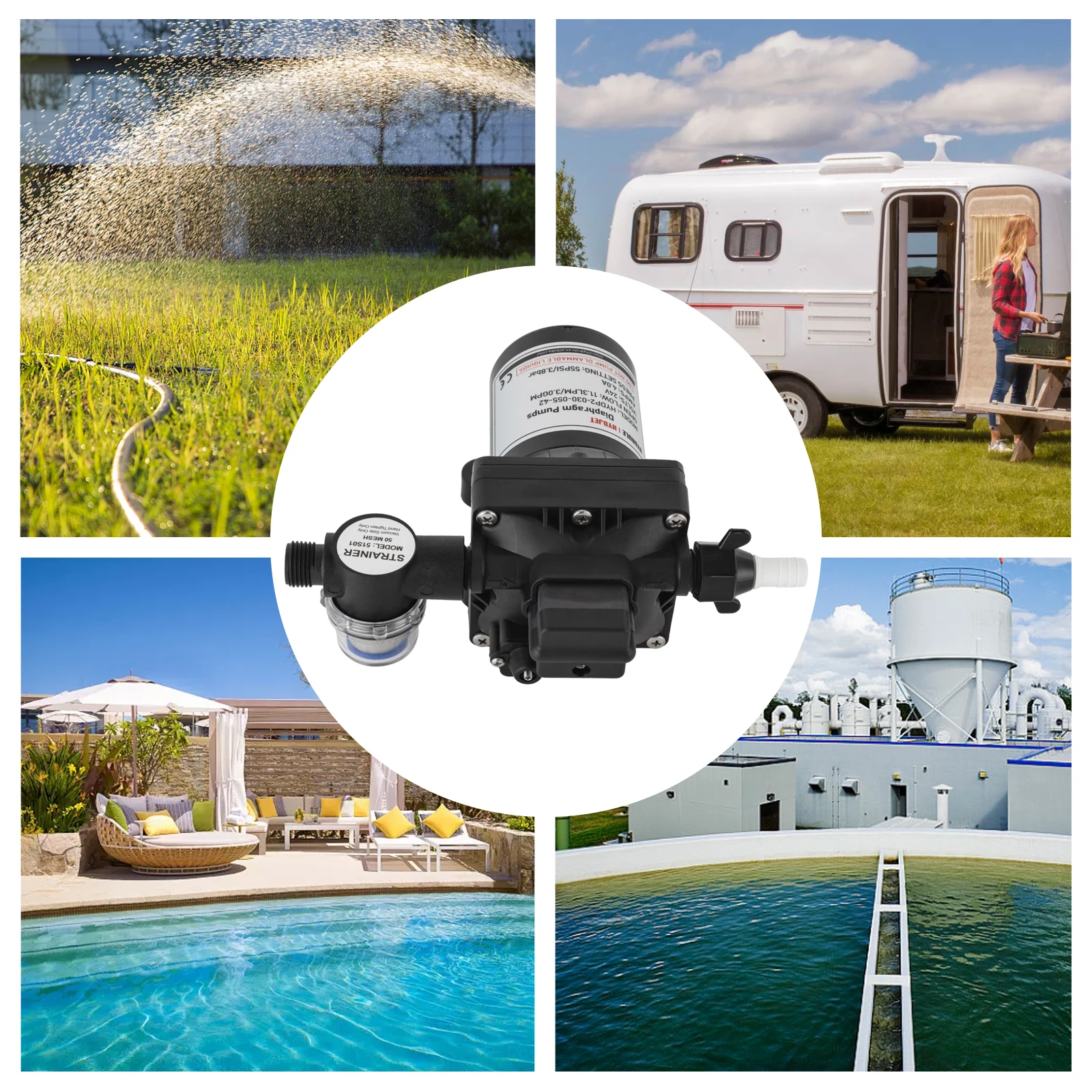 24V RV Boat Diaphragm Pump Booster Self-priming Pump Water Diaphragm Pressure