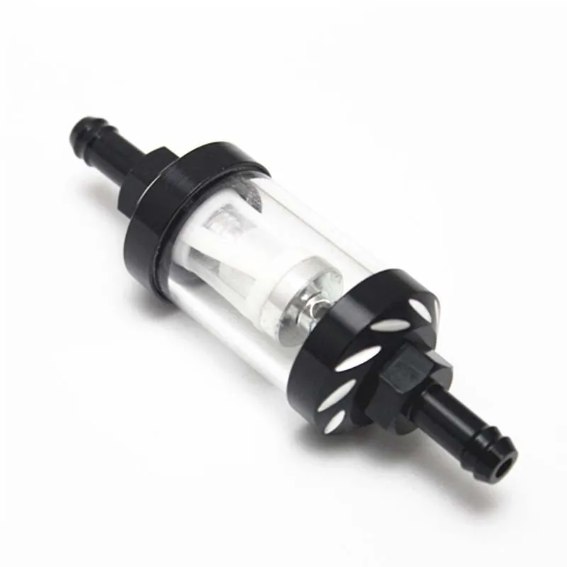 Filtro Benzina Universale In Vetro Cromato 8mm – Lavabile Per Moto E Auto (2 Pezzi)