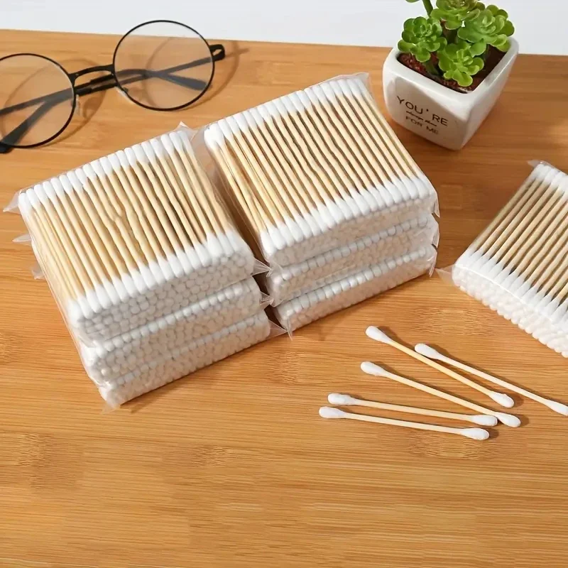 1000pcs Unscented Cotton Swabs, Double-Headed, Wooden Stick, Makeup Removal & Cleaning Ear Cotton Swabs 6