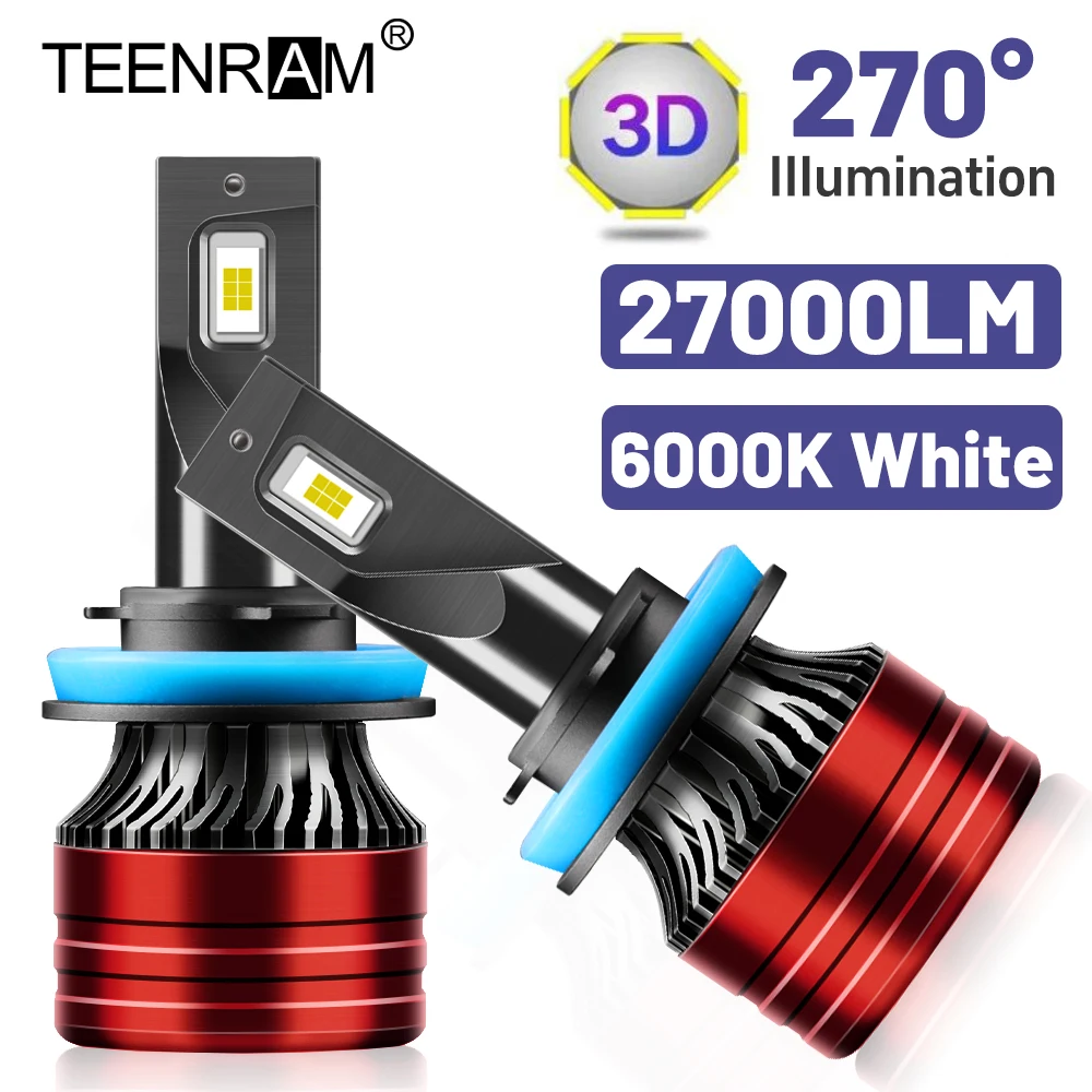27000LM 9004 9007 Front Lamps 270W Canbus H4 H7 H11 LED Headlight Bulbs 6000K White 9005 HB3 Auto Headlamps 12V 24V Car Lights