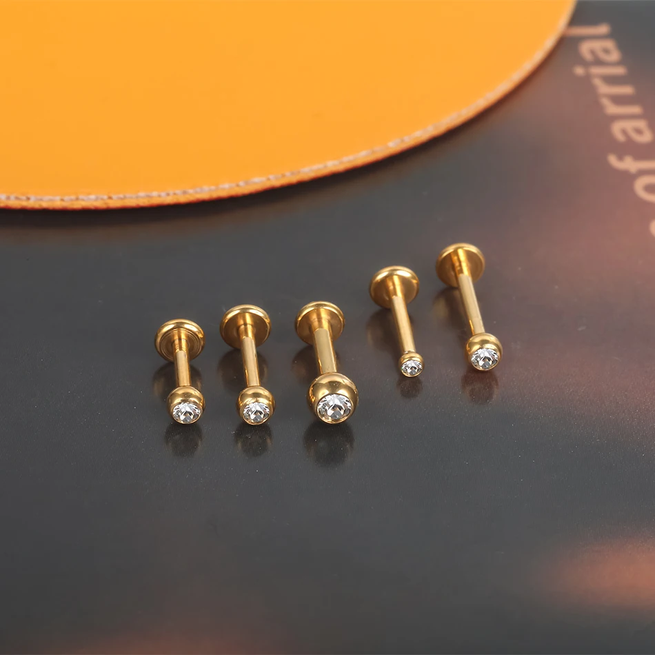 Piercing Jewelry ASTM F136 Titanium Labret 2/3/4/5mm Zircon Ear Cartilage Tragus Lobe Helix Stud Earrings 1pcs