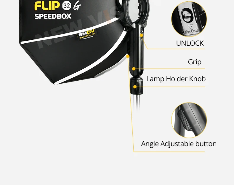 SMDV Flip 32 Quickly Release Parabolic Softbox for A2 Godox V1 V860III AD100PRO