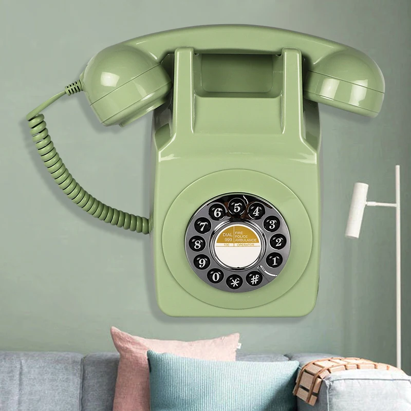 Retro Telefoon, Ouderwetse Retro Vintage Telefoon Europese Stijl Oude Telefoon Thuis Vaste Telefoon Desktop Snoer Vaste Telefoon voor Thuiskantoor Hotel Gebruik Nostalgische Telefoon (Groen