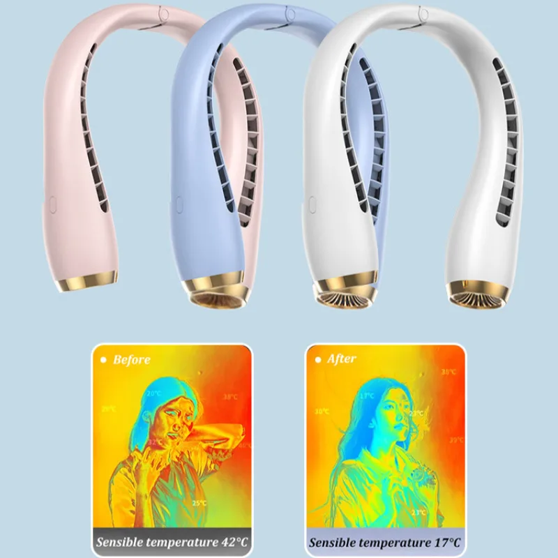 터보 넥 선풍기 컴팩트 편리한 레이지 넥 선풍기, 블레이드리스 USB 충전식, 위스퍼 저소음, 신제품  Best5