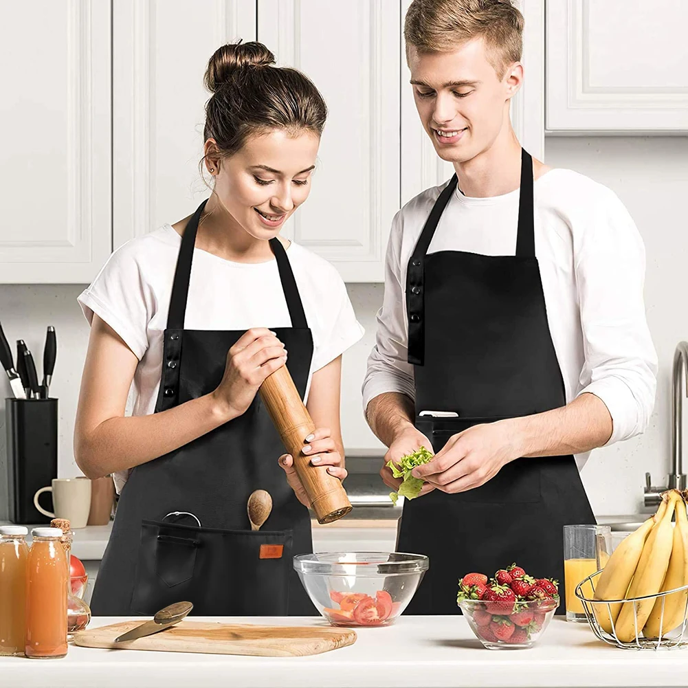 

New Fashion Canvas Kitchen Aprons For Woman Men Chef Work Apron For Grill Restaurant Bar Shop Cafes Beauty Nails Studios Uniform