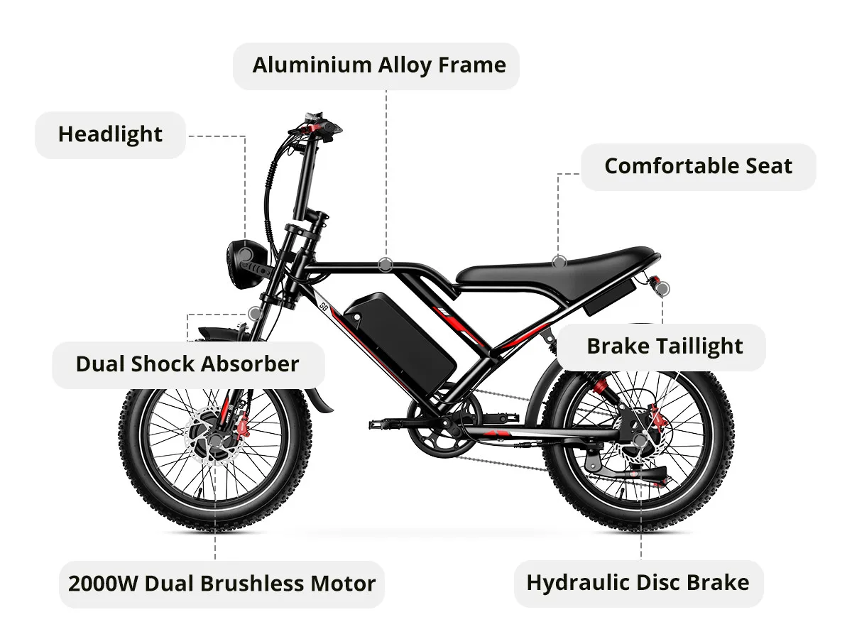 Description Picture 2 of itemMountain E-bike Electric Bicycle Prices 1000W 250W 2000W Fatbike Wholesale 20 Inch Fat Tire Electric Pedal Bike