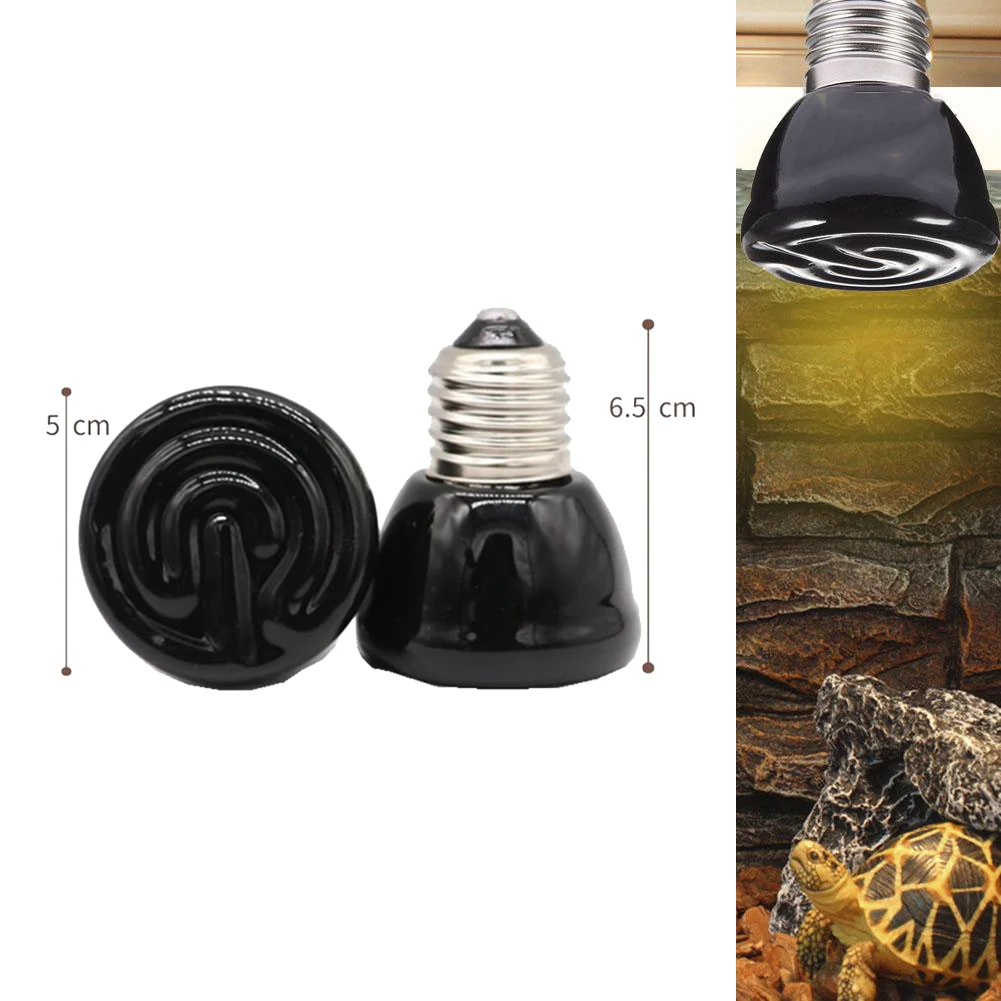 Mini Pet Reptile Infrared Ceramic Heating Lamp 220V Heat Emitter Light Bulb 50W 75W 100W E27 Turtle Warm Bulbs D1
