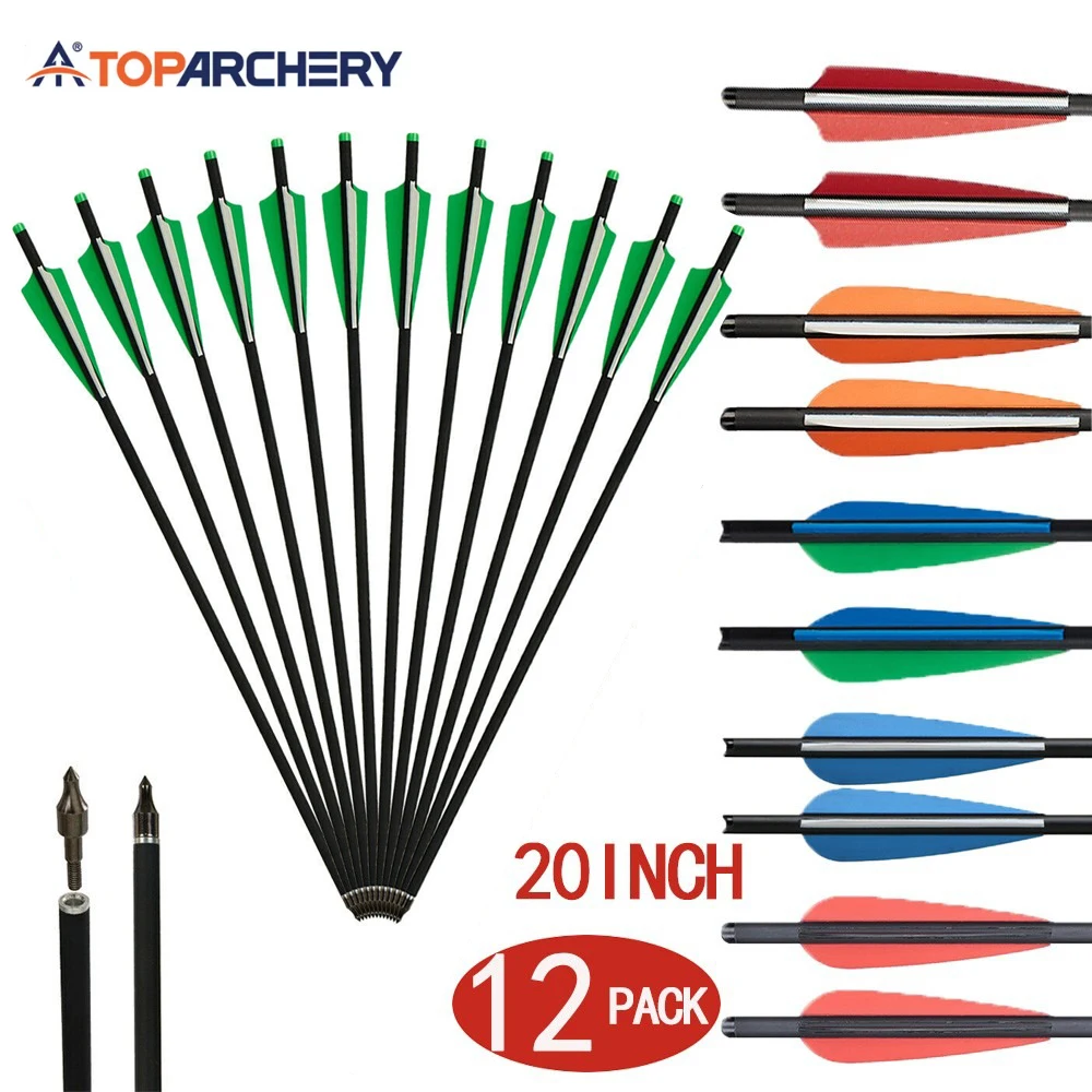 Carbon Crossbow Arrows with Half Moon Nock and Broadheads - Available in Sets of 6, 12, or 24