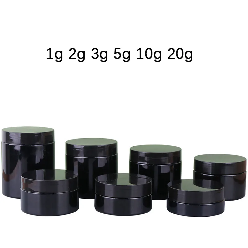 

50pcs Black Portable Cream Jar 1g 2g 3g 5g 10g 20g Cosmetic Bead Storage Container Sample Lotion Face Cream Bottle Nail Art Pot