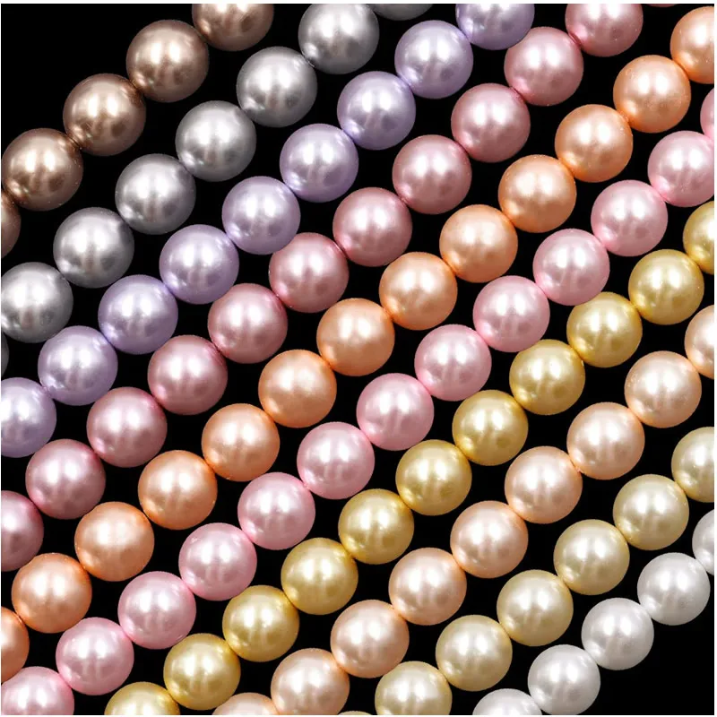 Elegant White & Pink Round Imitation Pearl Beads for DIY Jewelry – 15 Strand