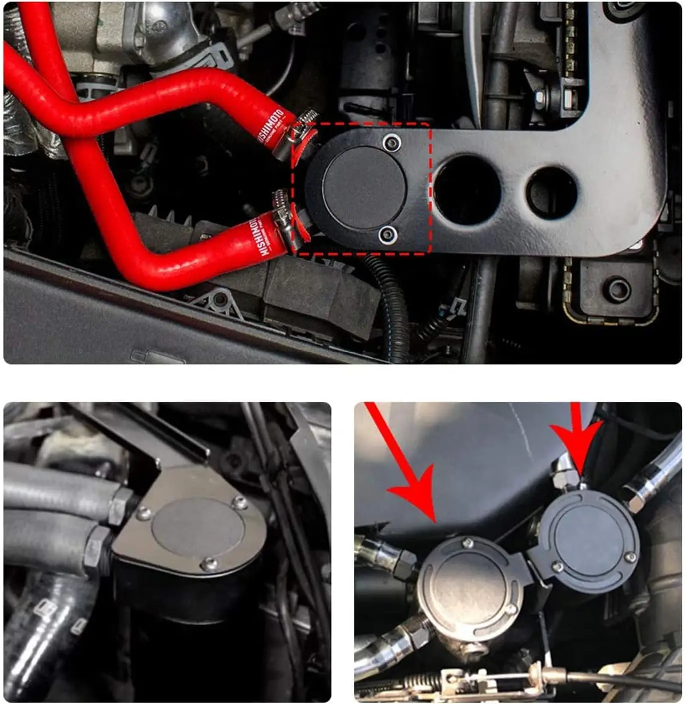 Universal Oil Catch Can Compact Baffled 2-Port Aluminum Reservoir Oil Catch Tank Fuel Tank Parts Two hole breathable Kettle