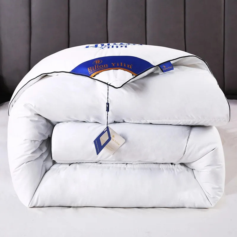 100% Advanced Goose Down Duvet Quilted Cotton Quilt Cover Comfortable And Warm Comforter Winter Thick Blanket Solid Color