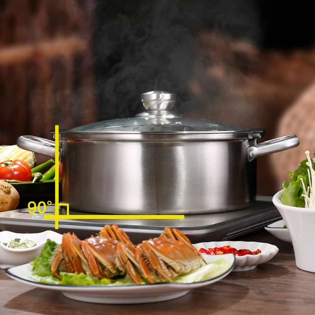 Chinese Divided Hot Pots With Glass Lid Fondue Stainless Steel