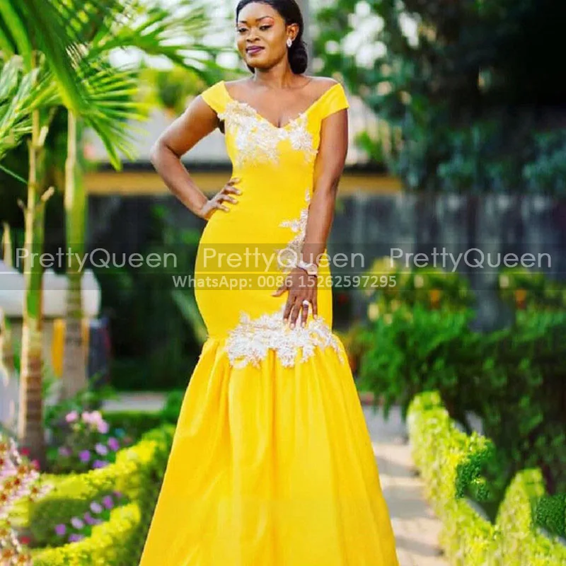 

Plus Size Trumet Prom Dresses With Appliques Off Shoulder Long Mermaid Women Dress Party Formal Gown