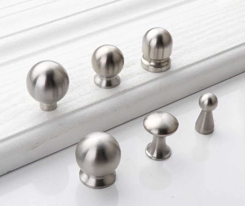 Modern simple 304 stainless steel solid single hole handle Closet drawer small knobs