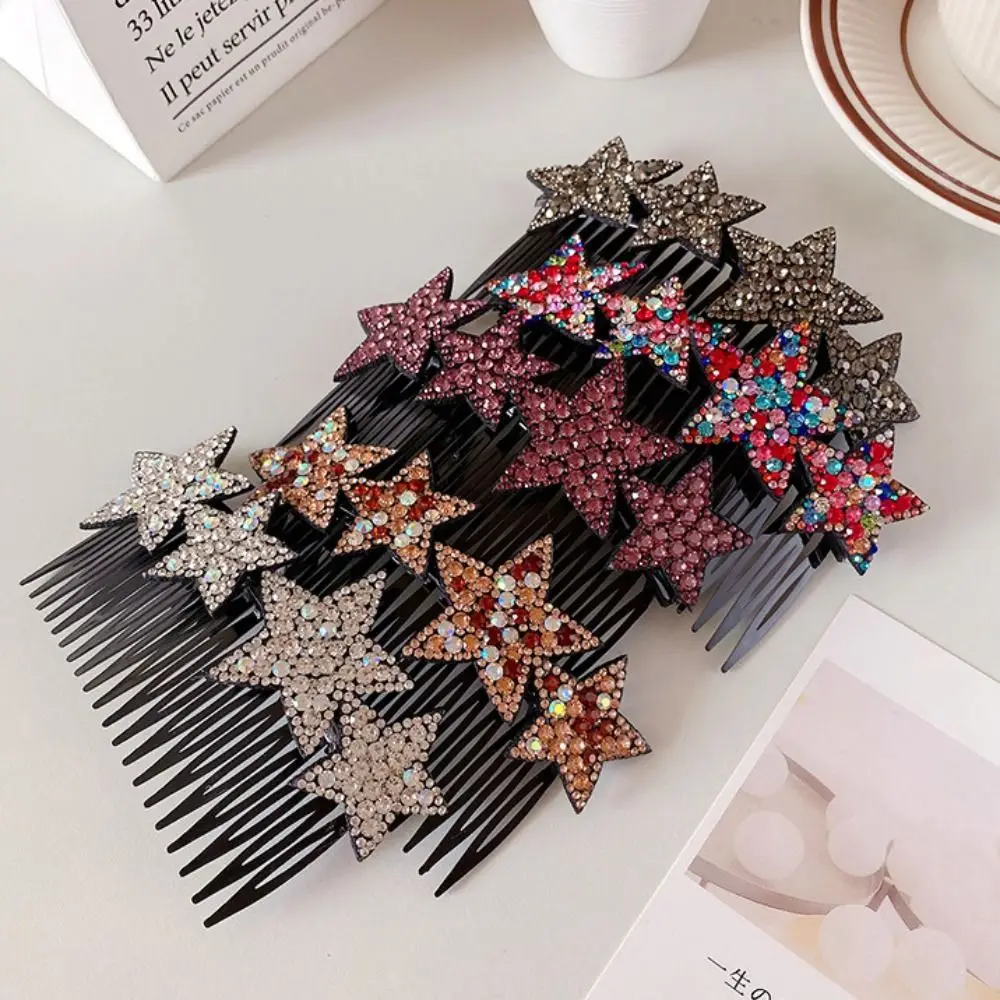 

Shiny Rhinestone Broken Hair Comb Simple Headdress Star Shape Crystal Hairpin Hair Clip Hair Ornaments