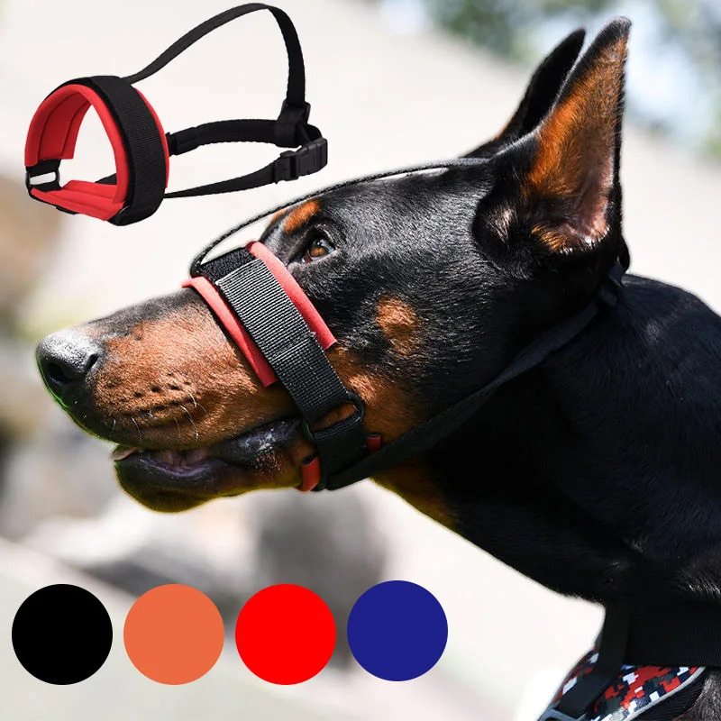Dog Muzzle Pet Dog Mask Anti-Bite Anti-Ingestion Dog Muzzle Adjustable Strap Muzzle Prevent Biting Comfortable Mask Traction Set For Dogs