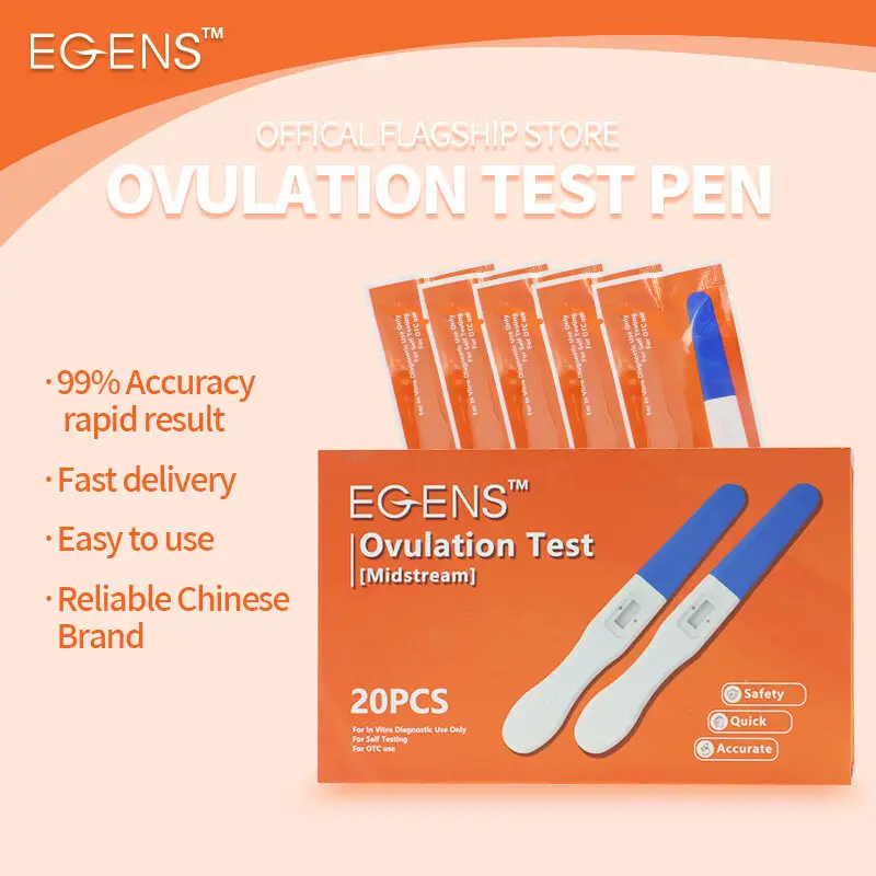 EGENS 20PCS LH Ovulation Test Midstream One Step Ovulation Test Kit Midstream Pen 99.99% Accuracy For Home Use
