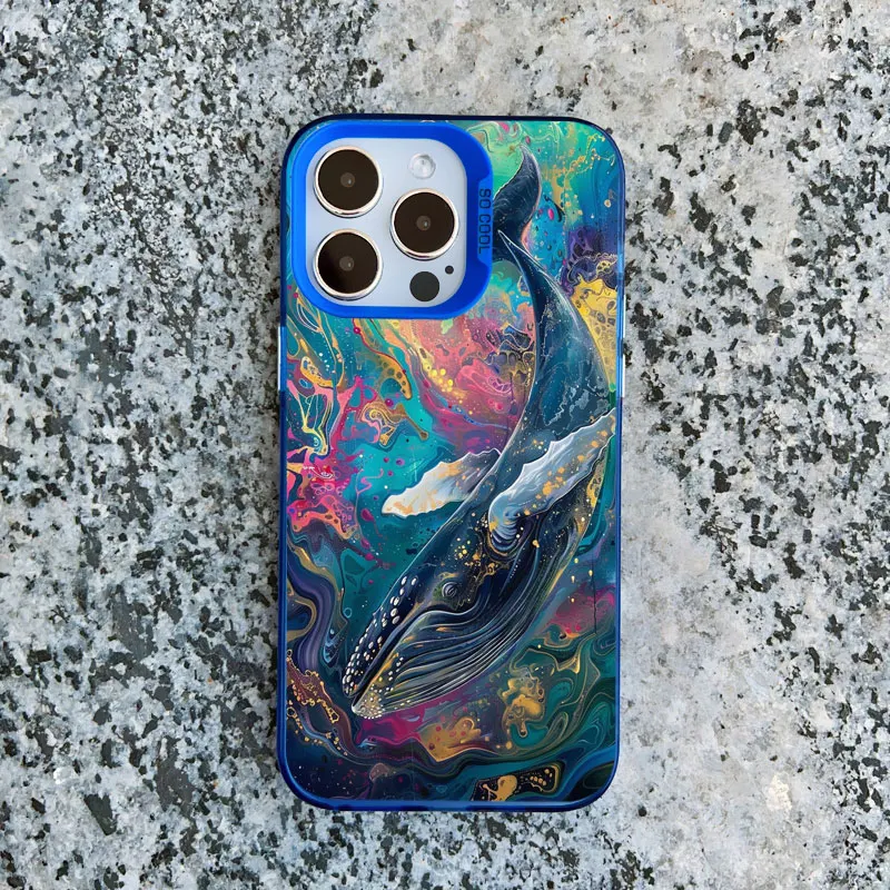 Space Ocean Whale Shark Swimming Phone Case - Shockproof Laser Design  Shell