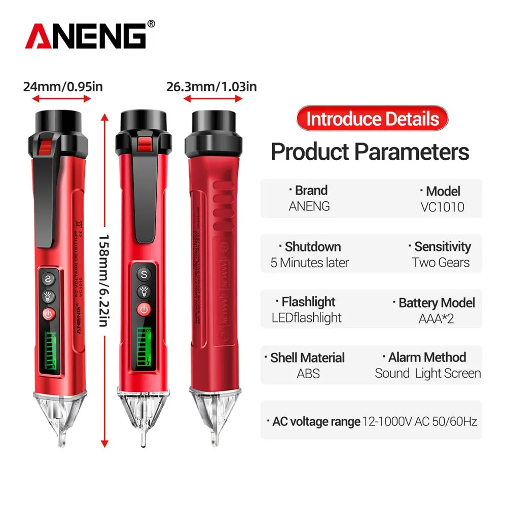 ANENG VC1010  Ʈ AC DC  ,  ׽  跮, 12-1000V    ׽Ʈ 潽