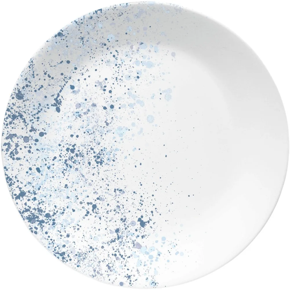 18-Piece Service for 6 Dinnerware Set, Lightweight Round Plates and Bowls Set, Indigo Speckle