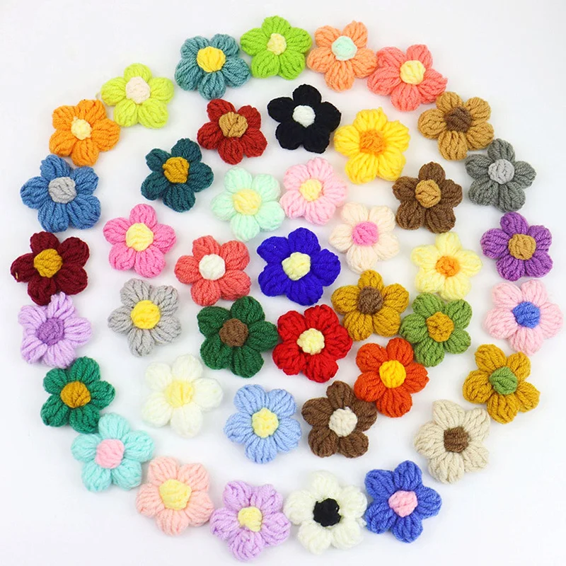 Craft Supplies Embroidery Flower Applique 10pcs Hand-knitted Flower Applique Sew On Patches Floral Decor Clothes Shoes Hats Craft Diy Hair Clip Wedding Decor