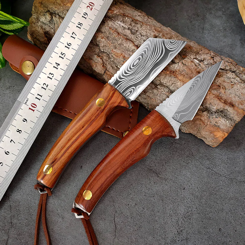 

3 inch Kitchen Knife Multi-purpose Fishing Fruit Vegetables Cooking Knife Wood Handle Meat Cleaver Chef Butcher Knives