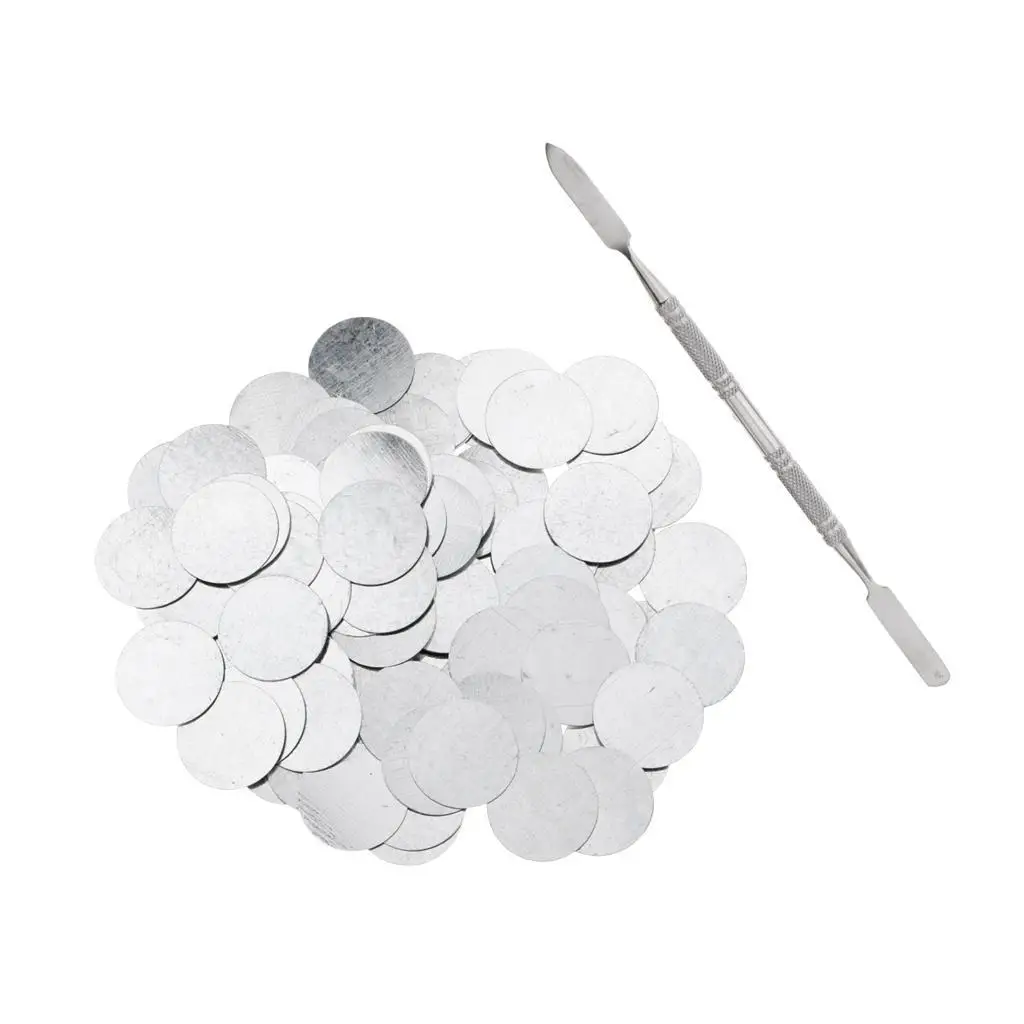 

100Pcs Empty Metal Makeup Pans 25mm for Magnetic Eyeshadow Palettes+ Spatula