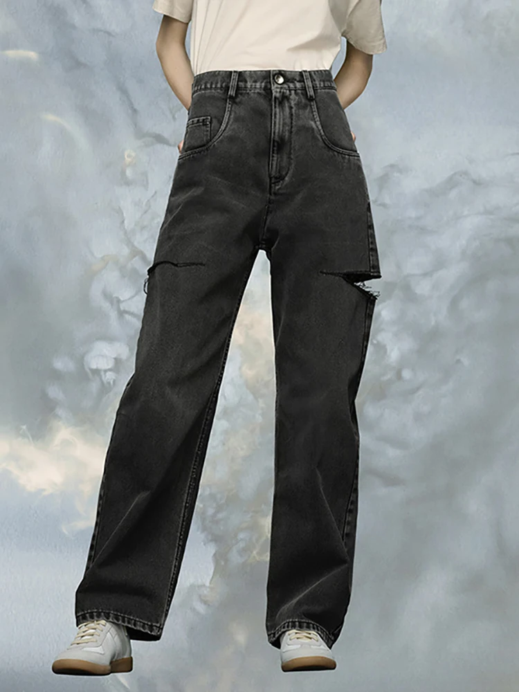 【BAON】Mimito summer washed wide denim pants BAON】Mimito summer washed wide denim pants Women Wide Leg