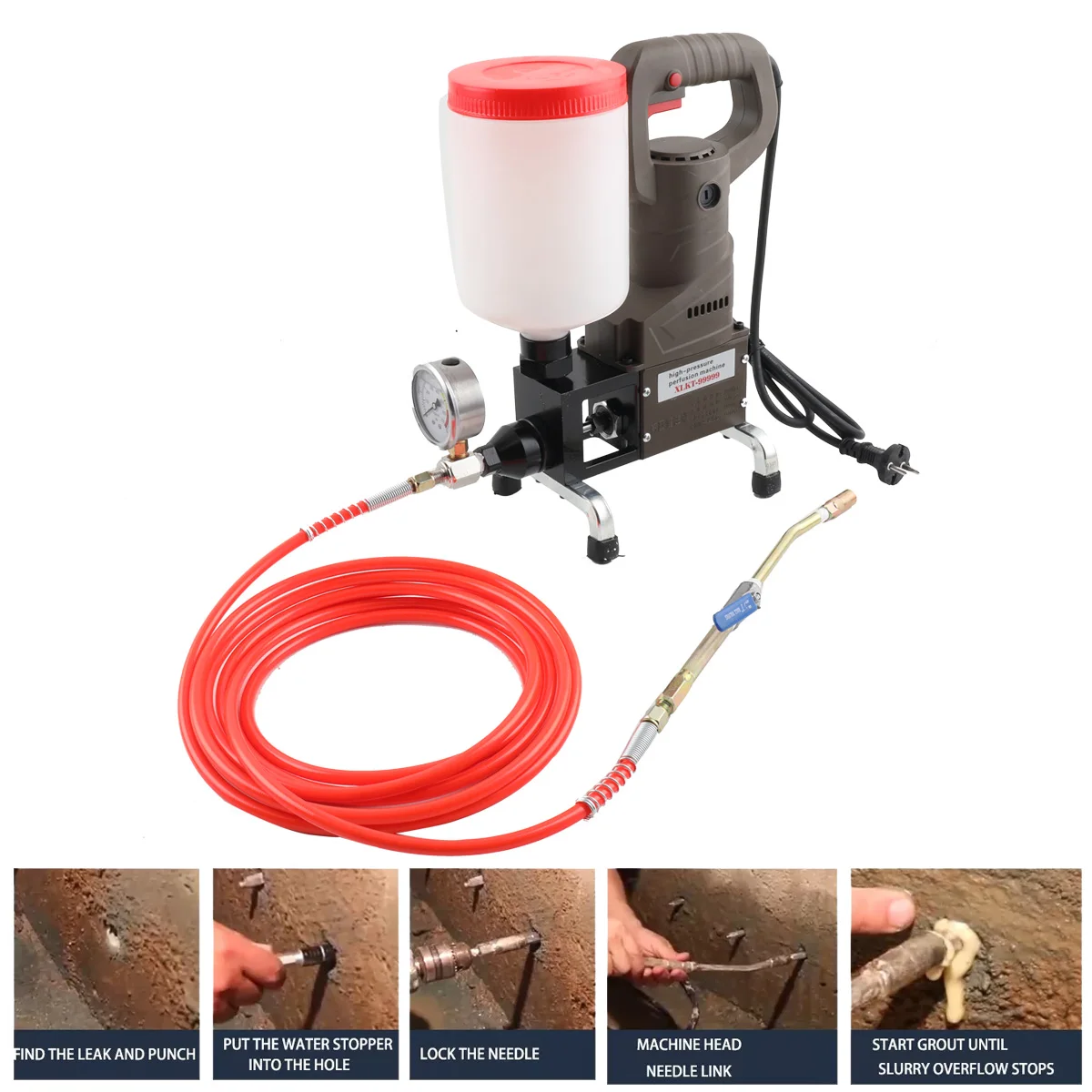 Hochdruck-Epoxid-Injektionsmaschine 220V Zement-Injektionspumpe Beton-Injektionspumpe zur Reparatur von Betonrissen und Leckagen – Detail 9