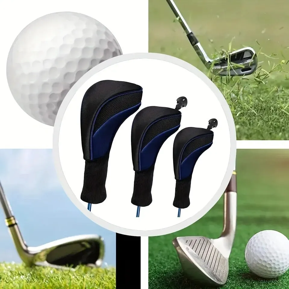 Golf Club Head Covers 3pcs Golf Protector For 1 3 5 Driver & Fairway Club Woods Hybrid Driver Head Cover With Changeable Rotat golf club head covers