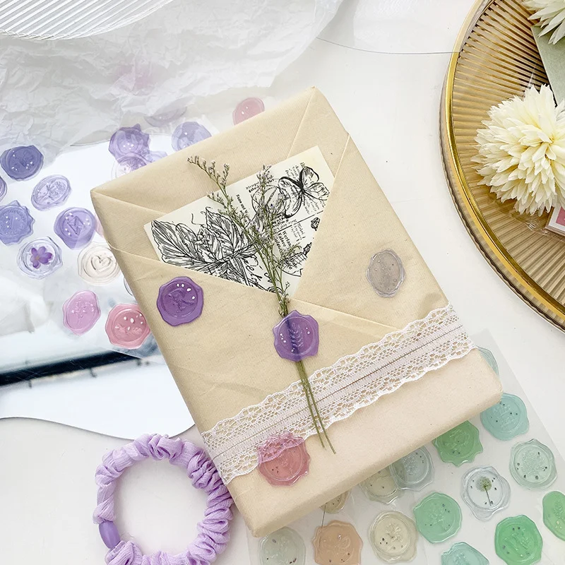 Decorative Stickers 18pcs Vintage Wax Seal Stickers Transparent For Wedding Invites Scrapbooks DIY Crafts