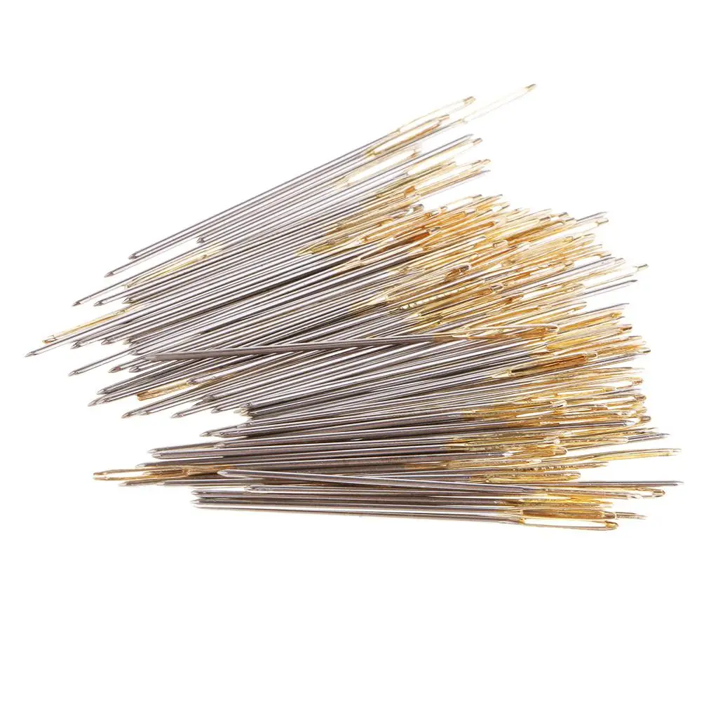 Large-Eye Blunt Needles Yarn Knitting Needles Sewing Cross Stitch Size 26 100 Pieces Golden Tail sewing needles