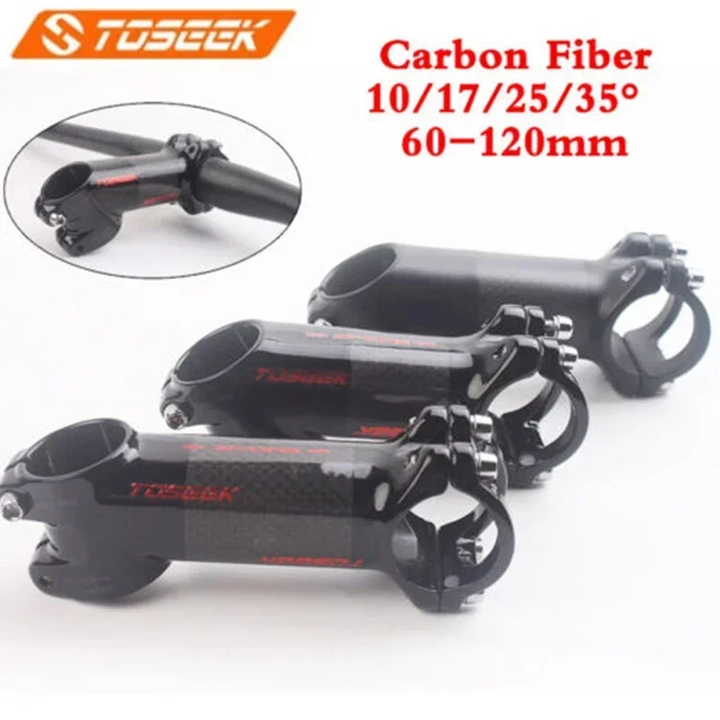 

TOSEEK Carbon Stem 10/17/25/35 Degree Bicycle Handlebar Stems 60/70/80/90/100/110mm Bike Table Mtb 31.8mm Aluminum Spare Parts