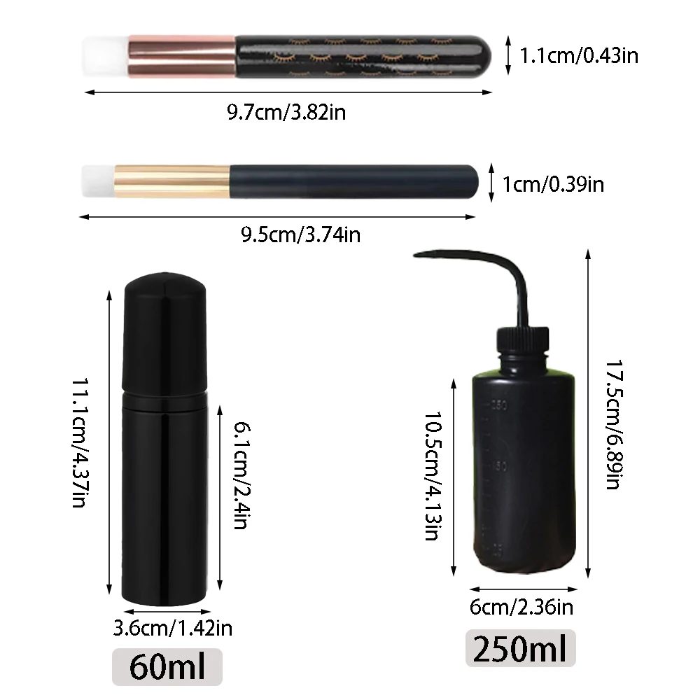 블랙 접목 속눈썹 청소 키트 60ML 액체 폼 빈 펌프 병 속눈썹 청소 브러시 ??250ML 린스 병 스킨 케어 도구