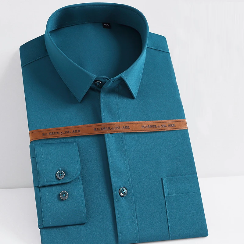 Men's new stretch anti-wrinkle cotton shirt long-sleeved formal shirt men's slim vest business social shirt casual white shirt