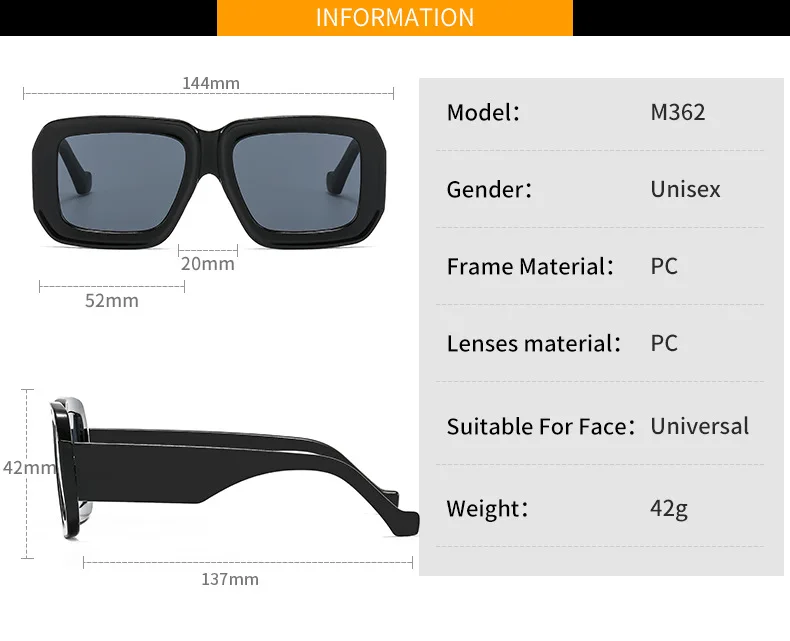 Arvin – Occhiali da Sole Oversize Quadrati con Lenti Sfumate UV400 1