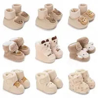 Cartoon All Cotton Apricot Colored Bear Baby Cotton Shoes With Plush Insulation and Soft Soles For Baby Walking Shoes 1