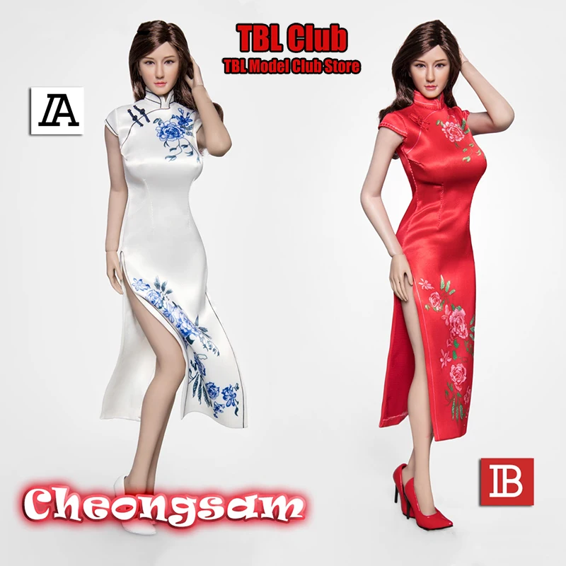 

ZYTOYS ZY5034 1/6 Women Soldier Blue and White Porcelain Roses Printed Cheongsam Underwear Set for 12" Action Figure Body