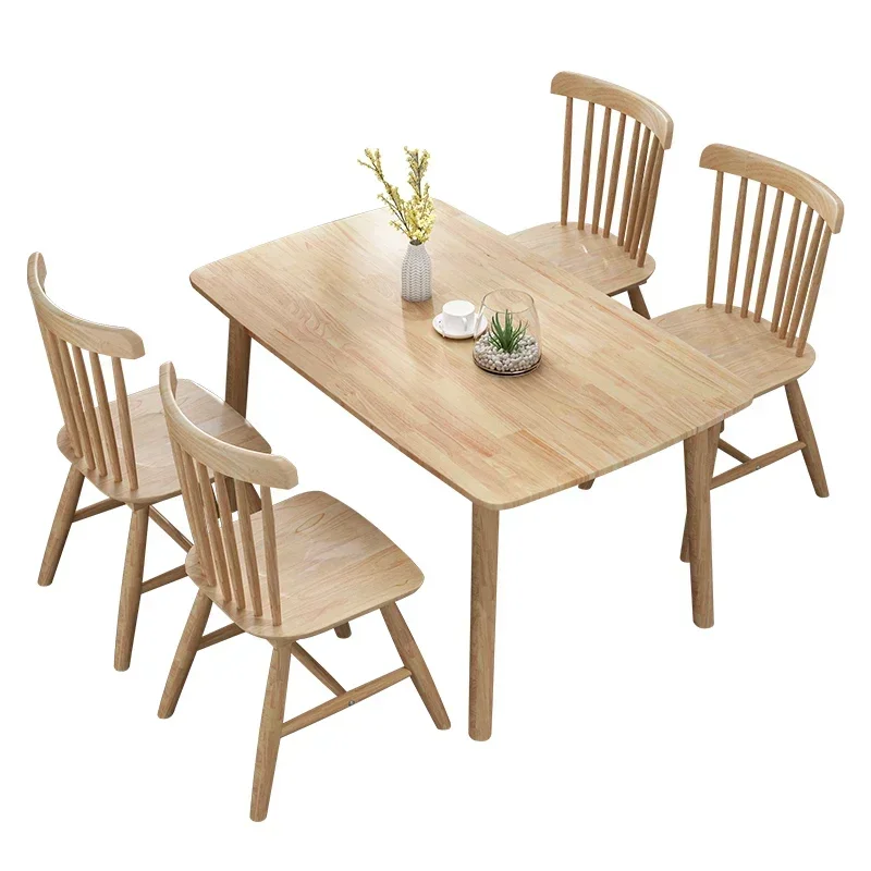 Solid wood dining table and chair set for four to six people