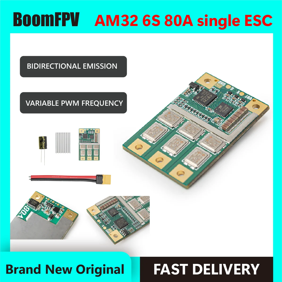 BOOMFPV AM32 HF32 3-8S 80A одиночный ESC для неподвижного крыла и 13-дюймовый x-класс FPV Дрон и Радиоуправляемый автомобиль или гусеничный