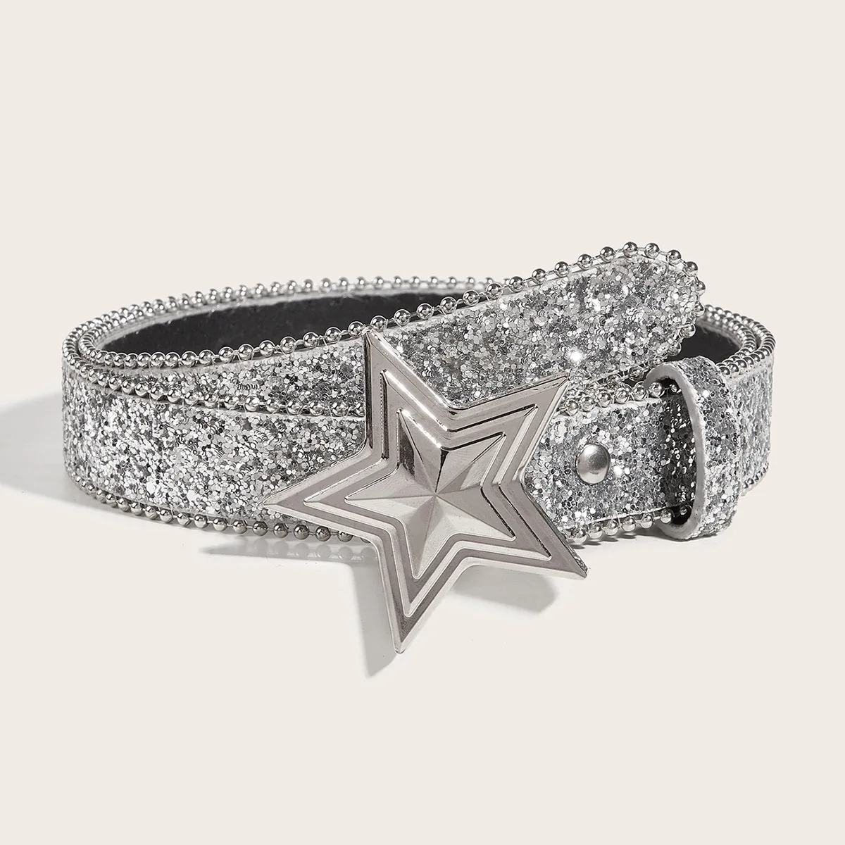 

Women's Star Buckle Belt Y2k Rhinestone Belt Luxury Bling Sequin Punk Metal Buckle Belt Fashion Waistband Jeans Pants Party Belt