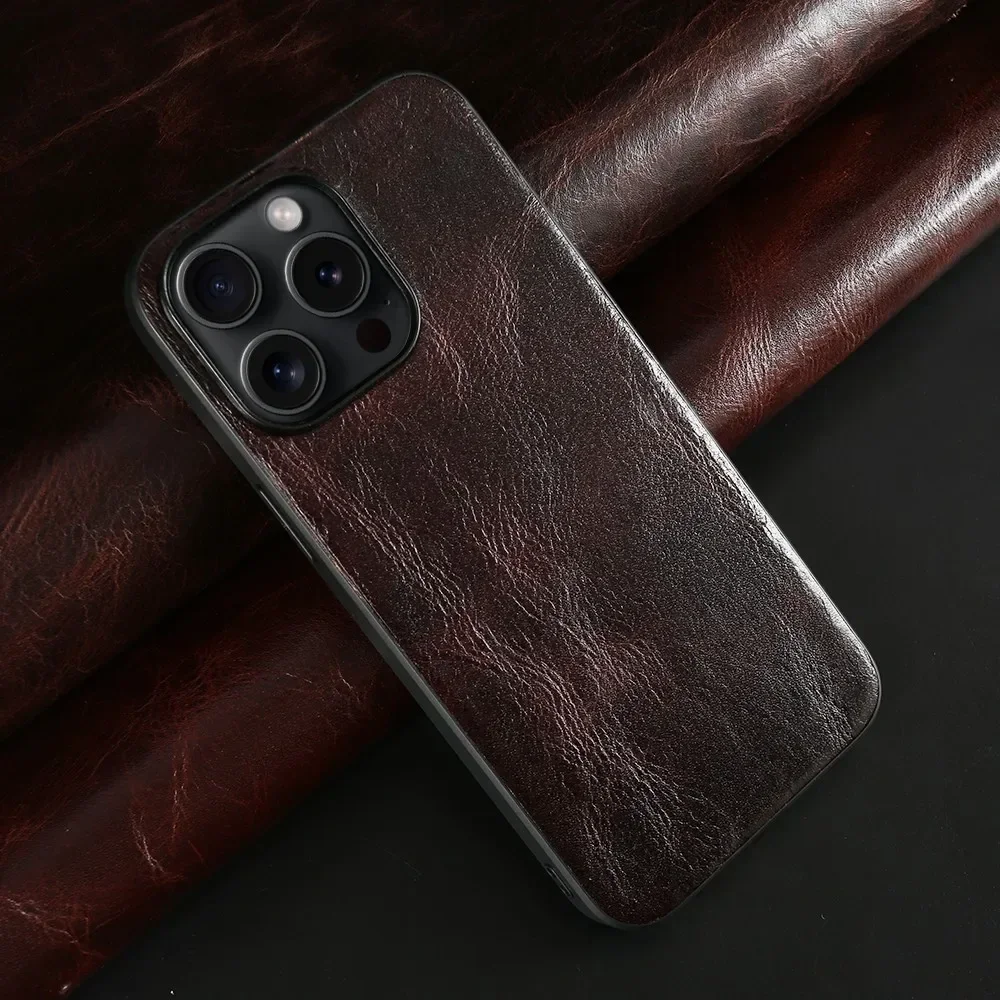 Luxury Genuine Leather Vintage Aesthetic Phone Case Cover