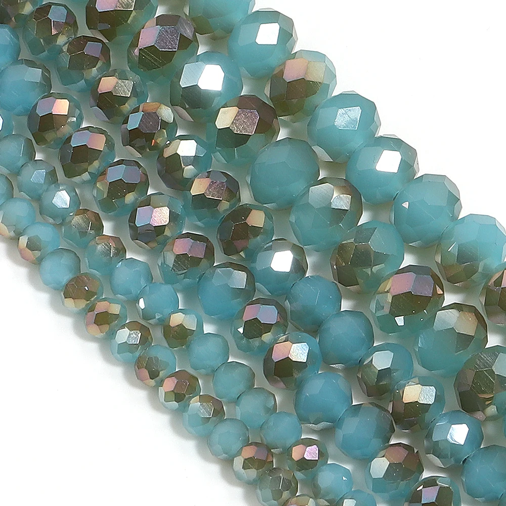 Round Faceted Colorful Glass Beads for Jewelry Making and DIY Projects