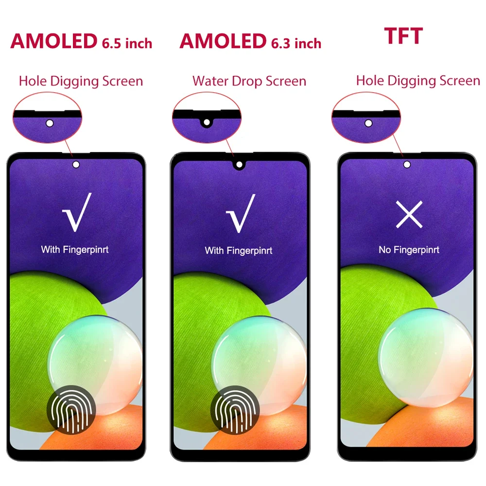 AMOLED LCD 디스플레이 터치 스크린 디지타이저, 프레임 포함, 삼성 A51 SM-A515FN DS A515 용, 6.5 인치
